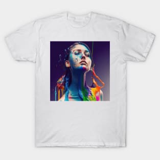 Here You Are - Emotionally Fluid Collection - Psychedelic Paint Drip Portraits T-Shirt